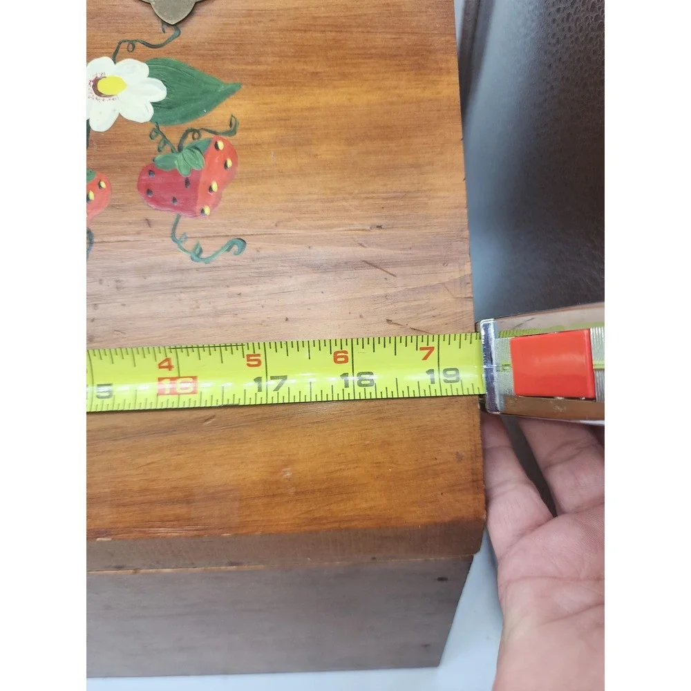 Vintage Bread Box with Hand painted Strawberries